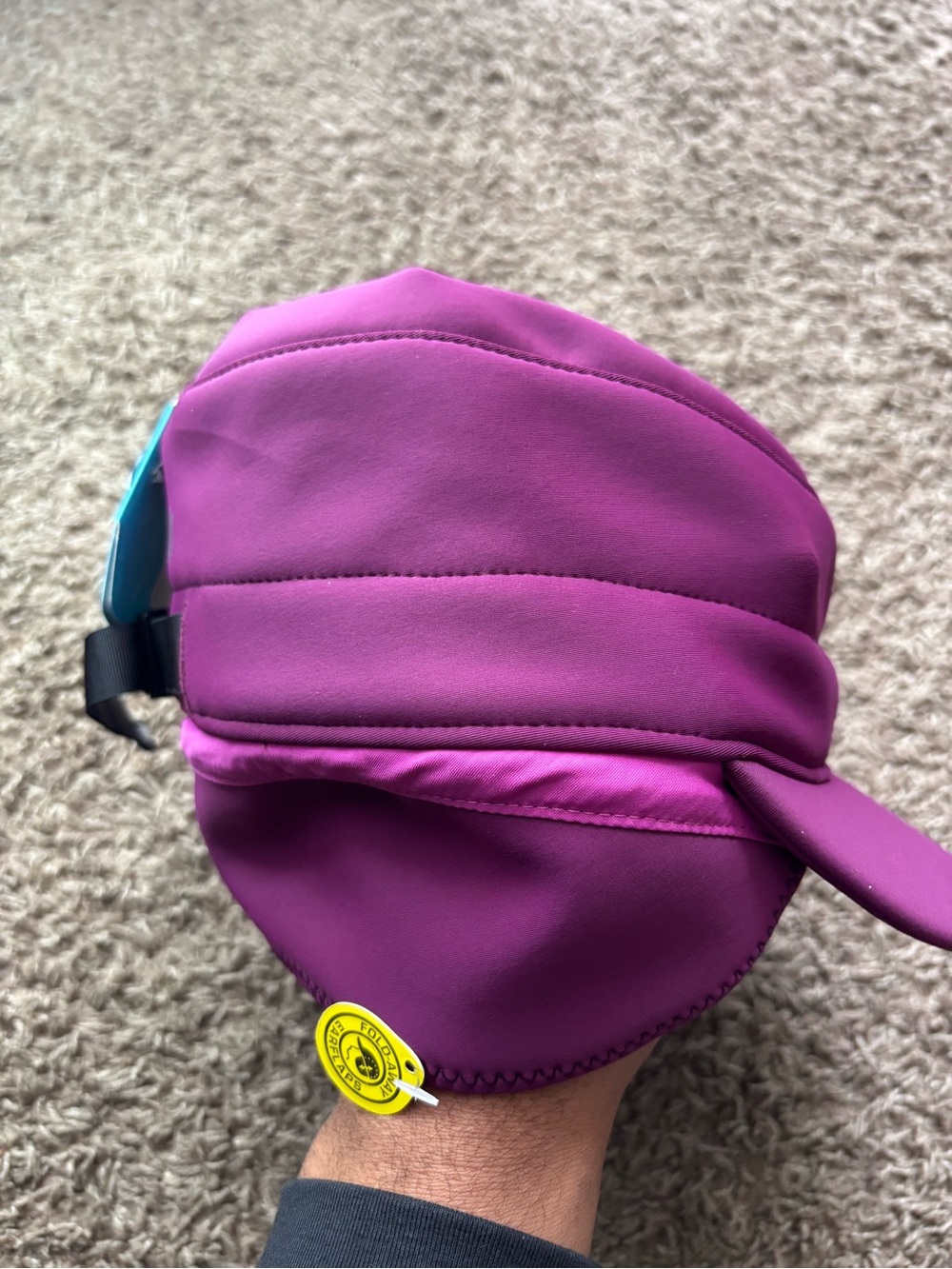 Child's Purple Outdoor Earflap Hat with Adjustable Strap
